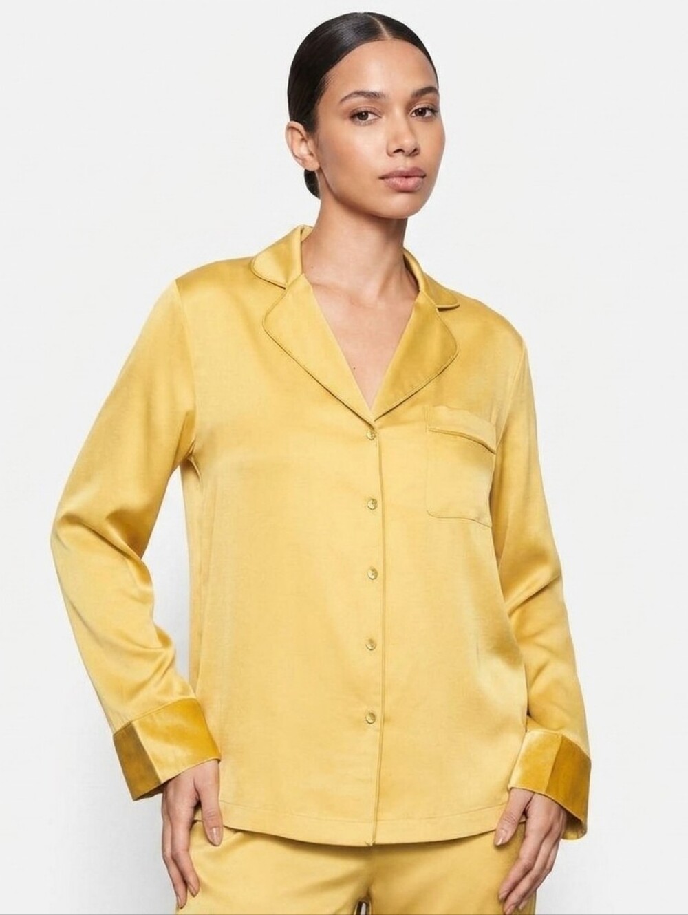 NWT SKIMS STRETCH SILK PAJAMA TOP SHIRT IN TOPAZ 3X